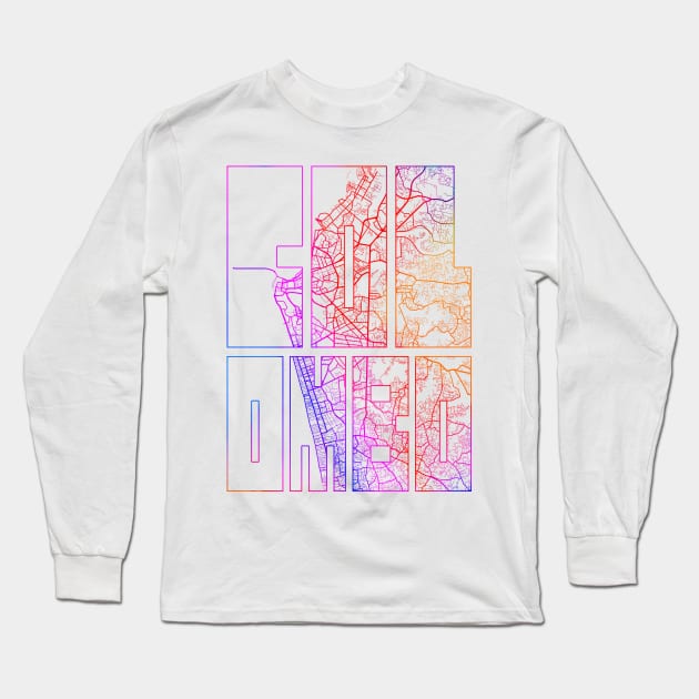 Colombo, Sri Lanka - Colorful City Map Typography - Colorful Long Sleeve T-Shirt by deMAP Studio